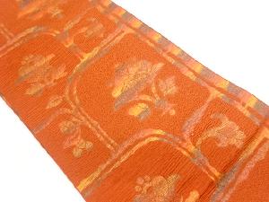 本場筑前博多変わり色紙に花唐草模様織出し名古屋帯